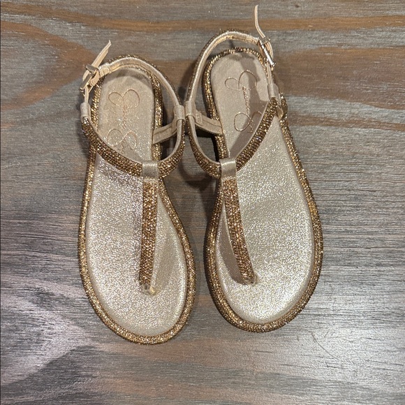 Jessica Simpson Gold Rhinestone Sandals Size 5.5 New Without Box - Picture 1 of 7